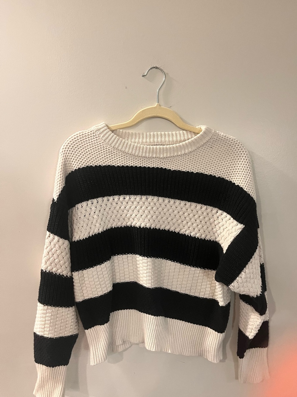 Fisherman wife inspired new day Black & White Wide-Stripe Crewneck Sweater